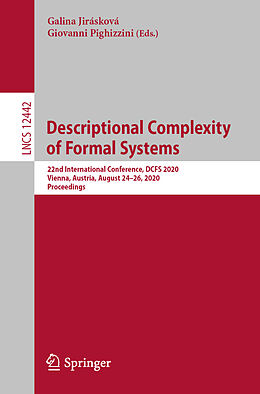 Couverture cartonnée Descriptional Complexity of Formal Systems de 