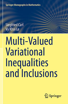 Couverture cartonnée Multi-Valued Variational Inequalities and Inclusions de Vy Khoi Le, Siegfried Carl