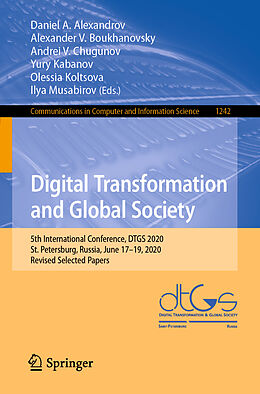 Couverture cartonnée Digital Transformation and Global Society de 