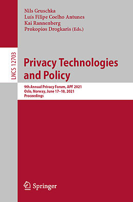 Couverture cartonnée Privacy Technologies and Policy de 