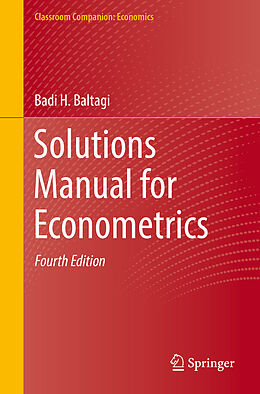 Couverture cartonnée Solutions Manual for Econometrics de Badi H. Baltagi