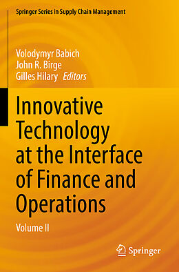 Couverture cartonnée Innovative Technology at the Interface of Finance and Operations de 