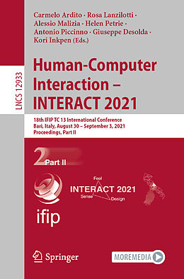 Kartonierter Einband Human-Computer Interaction   INTERACT 2021 von 
