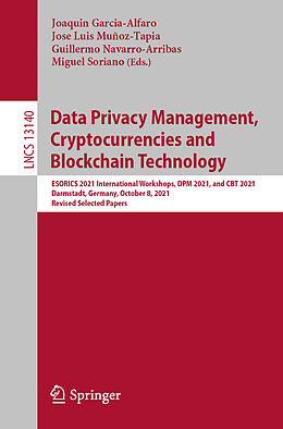 Kartonierter Einband Data Privacy Management, Cryptocurrencies and Blockchain Technology von 