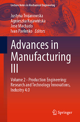 Couverture cartonnée Advances in Manufacturing III de 