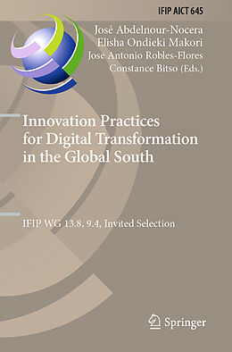 Couverture cartonnée Innovation Practices for Digital Transformation in the Global South de 