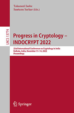 Couverture cartonnée Progress in Cryptology   INDOCRYPT 2022 de 