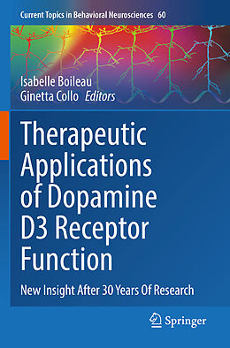 Couverture cartonnée Therapeutic Applications of Dopamine D3 Receptor Function de 