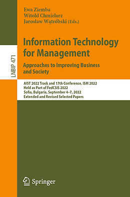 Couverture cartonnée Information Technology for Management: Approaches to Improving Business and Society de 