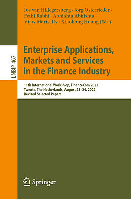 Couverture cartonnée Enterprise Applications, Markets and Services in the Finance Industry de 