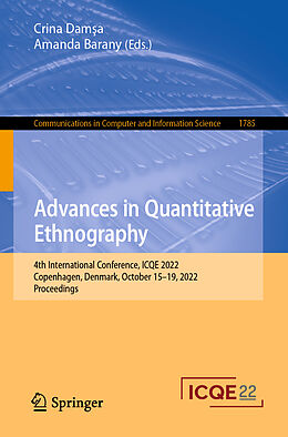 Couverture cartonnée Advances in Quantitative Ethnography de 