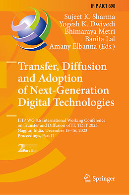 Livre Relié Transfer, Diffusion and Adoption of Next-Generation Digital Technologies de 