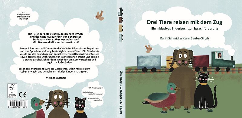 Drei Tiere reisen mit dem Zug