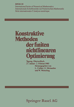 Kartonierter Einband Konstruktive Methoden der finiten nichtlinearen Optimierung von Lothar Collatz, Günther Meinardus, Wolfgang Wetterling