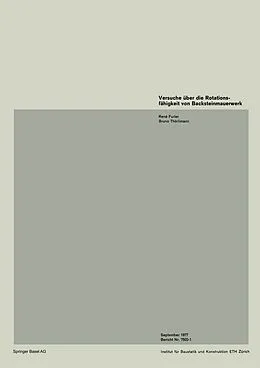 E-Book (pdf) Versuche über die Rotationsfähigkeit von Backsteinmauerwerk von FURLER, THÜRLIMANN