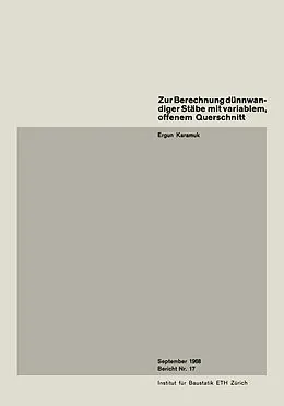 E-Book (pdf) Zur Berechnung dünnwandiger Stäbe mit variablem, offenem Querschnitt von E. Karamuk