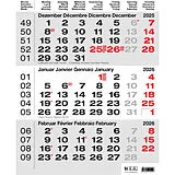 Planer (Wandkalender) (Kal) 3-Monats-Kalender grau 2026 von 