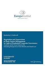 Couverture cartonnée Regulation and Supervision of Bank Senior Management in Light of Prudential Corporate Governance de Kimberley S. Rothwell