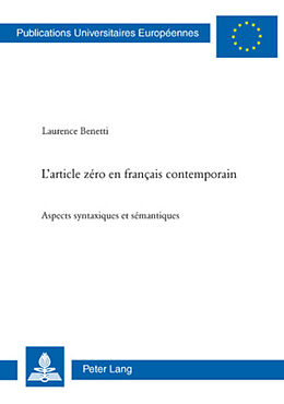 Couverture cartonnée L article zéro en français contemporain de Laurence Benetti