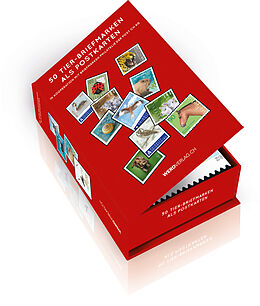  Postkartenbox 50 Tier-Briefmarken als Postkarten de 