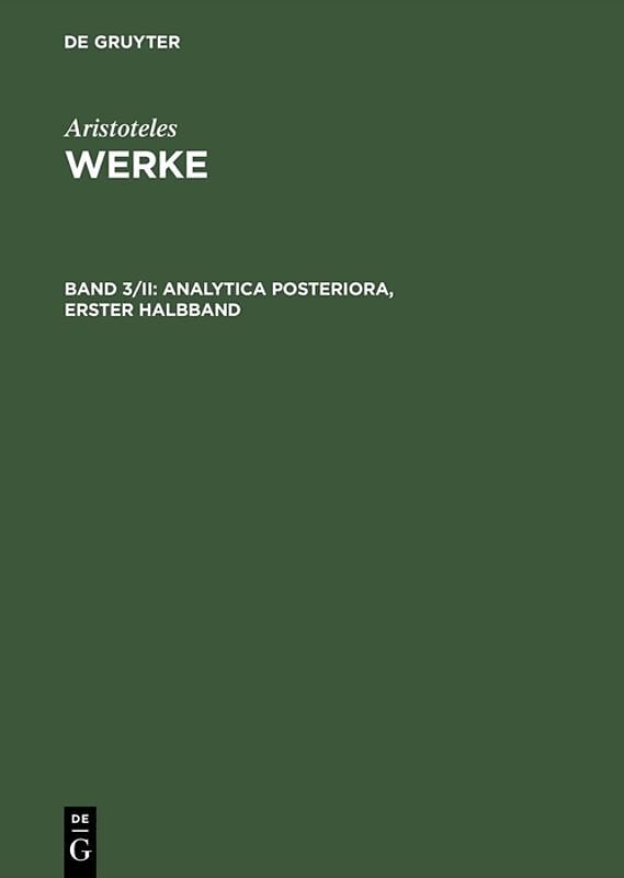 Aristoteles: Werke / Analytica posteriora