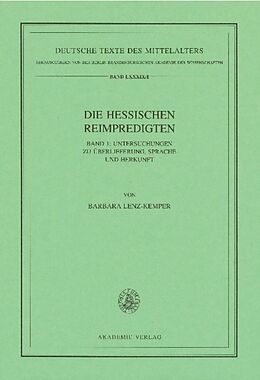 Paperback Die Hessischen Reimpredigten von Barbara Lenz-Kemper