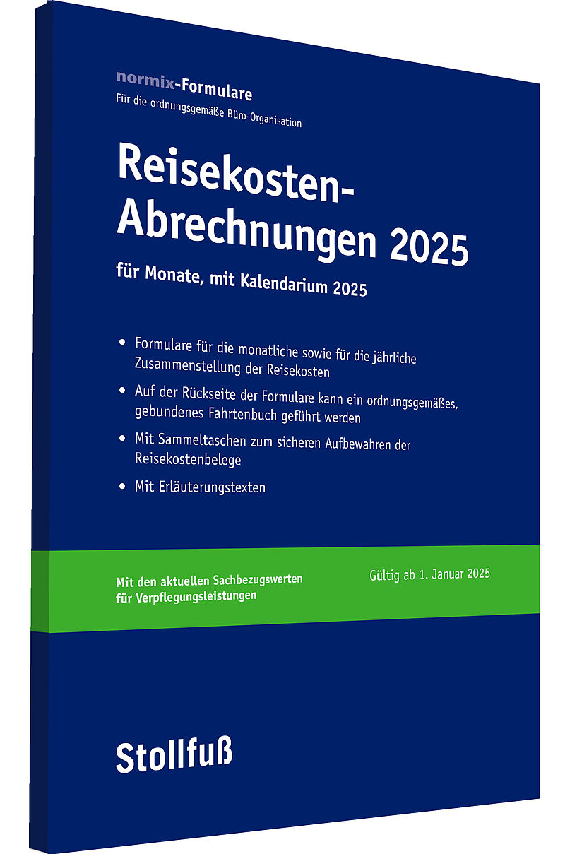 Reisekostenabrechnungen 2025 mit Kalendarium