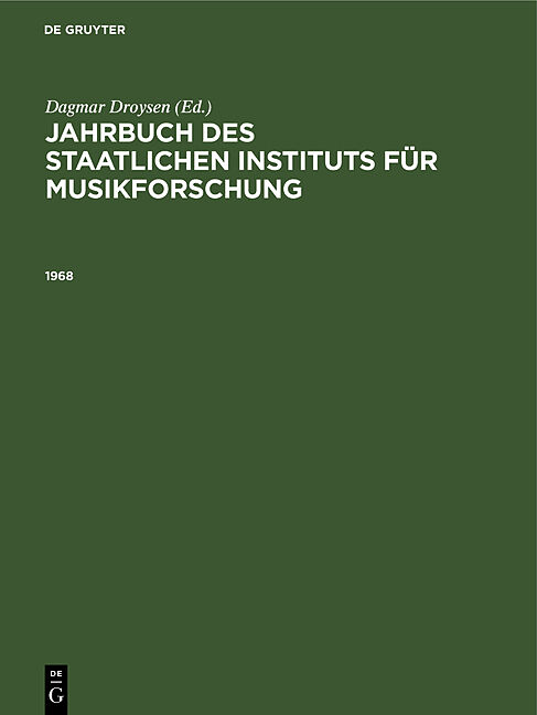 Jahrbuch des Staatlichen Instituts für Musikforschung, Preußischer Kulturbesitz / 1968