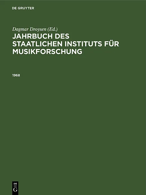 Jahrbuch des Staatlichen Instituts für Musikforschung, Preußischer Kulturbesitz / 1968