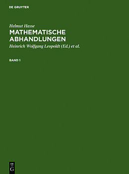 Fester Einband Helmut Hasse: Mathematische Abhandlungen / Helmut Hasse: Mathematische Abhandlungen. 1 von Heinrich Wolfgang Leopoldt