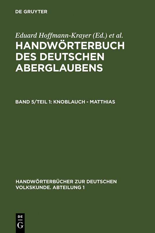 Handwörterbuch des deutschen Aberglaubens / Knoblauch - Matthias