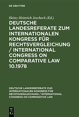 Fester Einband Deutsche strafrechtliche Landesreferate zum X. Internationalen Kongreß für Rechtsvergleichung Budapest 1978 von 