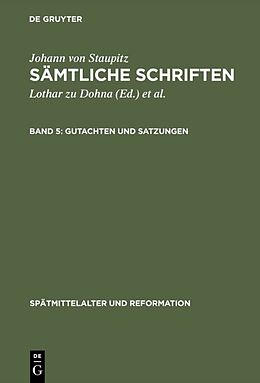 Fester Einband Johann von Staupitz: Sämtliche Schriften / Gutachten und Satzungen von 