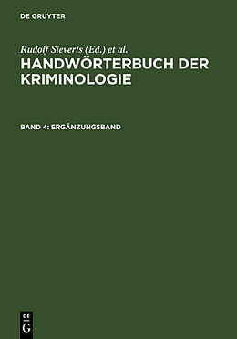 Fester Einband Handwörterbuch der Kriminologie / Ergänzungsband von Alexander Elster, Heinrich Lingemann