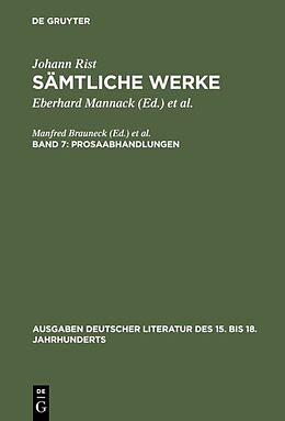 Fester Einband Johann Rist: Sämtliche Werke / Prosaabhandlungen von Johann Rist