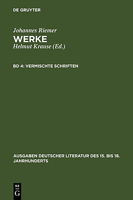 Fester Einband Johannes Riemer: Werke / Vermischte Schriften von Johannes Riemer