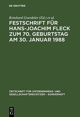 Fester Einband Festschrift für Hans-Joachim Fleck zum 70. Geburtstag am 30. Januar 1988 von 