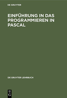 Fester Einband Einführung in das Programmieren in PASCAL von Gerhard Niemeyer
