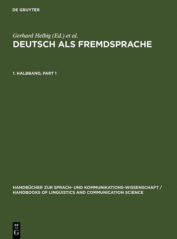 Deutsch als Fremdsprache / Deutsch als Fremdsprache. 1. Halbband