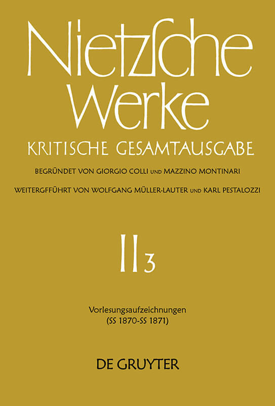 Vorlesungsaufzeichnungen (SS 1870 - SS 1871)