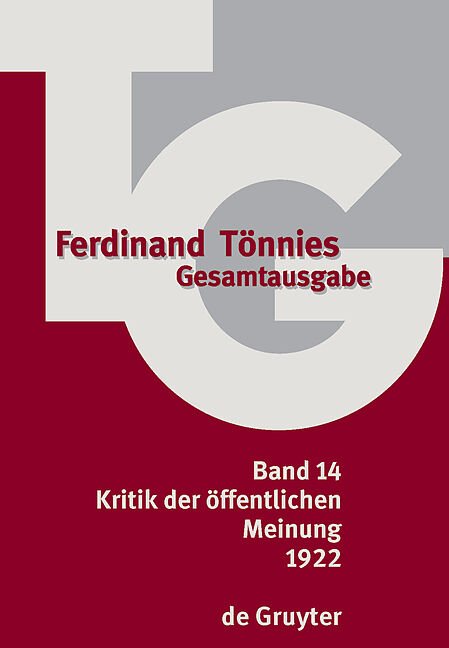 Ferdinand Tönnies: Gesamtausgabe (TG) / 1922