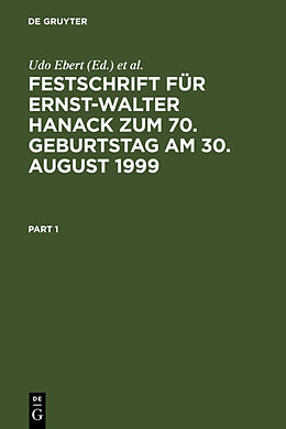 Fester Einband Festschrift für Ernst-Walter Hanack zum 70. Geburtstag am 30. August 1999 von 