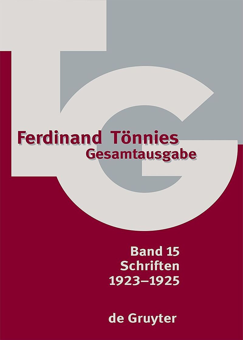 Ferdinand Tönnies: Gesamtausgabe (TG) / 19231925