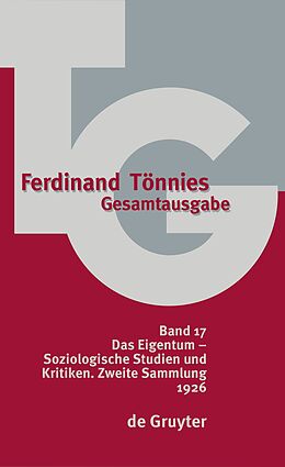 Fester Einband Ferdinand Tönnies: Gesamtausgabe (TG) / 1926 von 