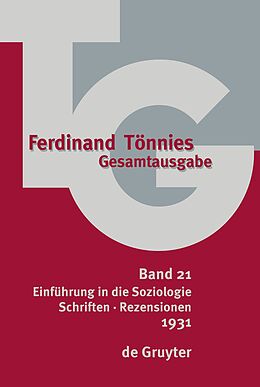 Fester Einband Ferdinand Tönnies: Gesamtausgabe (TG) / 1931 von Ferdinand Tönnies