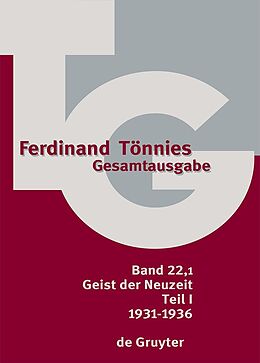 Fester Einband Ferdinand Tönnies: Gesamtausgabe (TG) / 19311936 von Ferdinand Tönnies