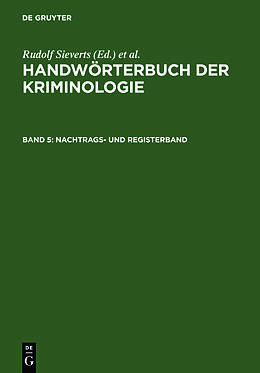 Fester Einband Handwörterbuch der Kriminologie / Nachtrags- und Registerband von Alexander Elster