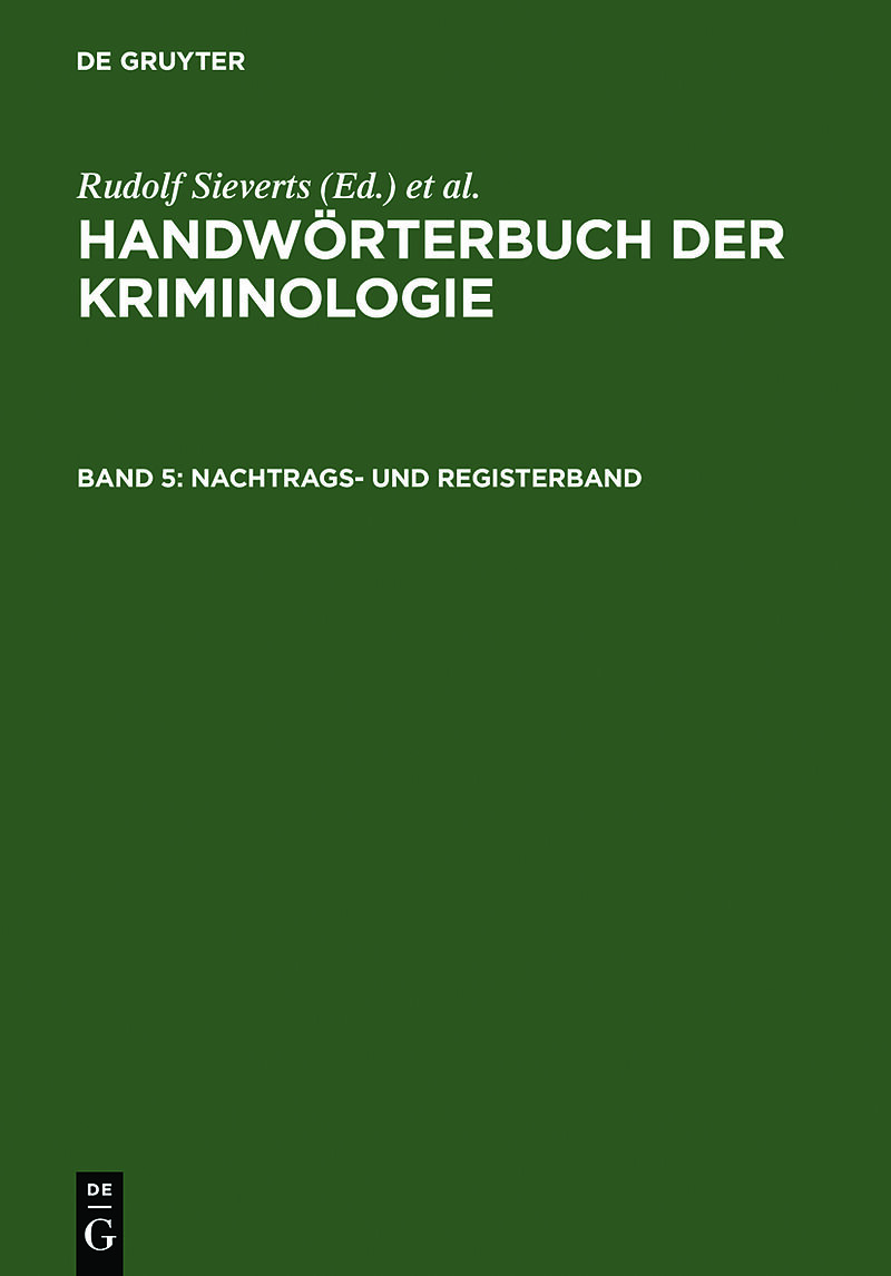 Handwörterbuch der Kriminologie / Nachtrags- und Registerband