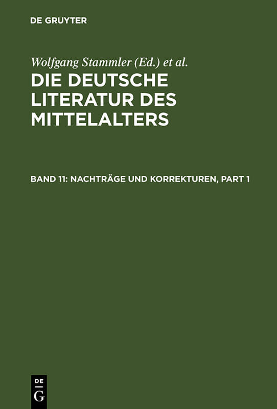 Die deutsche Literatur des Mittelalters / Nachträge und Korrekturen