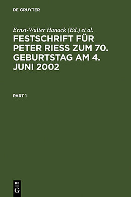 Fester Einband Festschrift für Peter Rieß zum 70. Geburtstag am 4. Juni 2002 von 